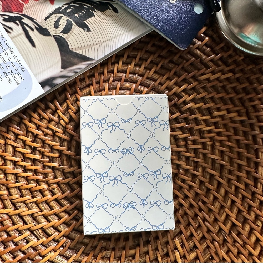 Coquette Blue and Cream Ribbon Bow Playing Cards